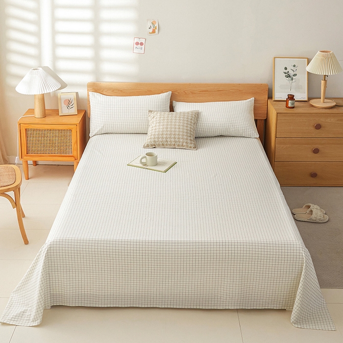 恋人优选 2026新款全棉纯棉色织床单单床单床单单件 小白格
