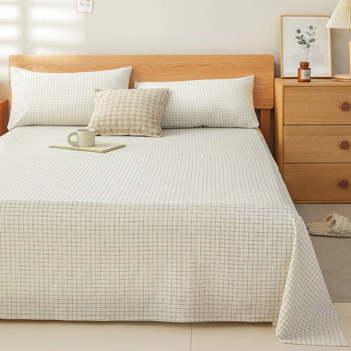 91家纺网 家纺一手货源 找家纺 恋人优选 2026新款全棉纯棉色织床单单床单床单单件 小白格