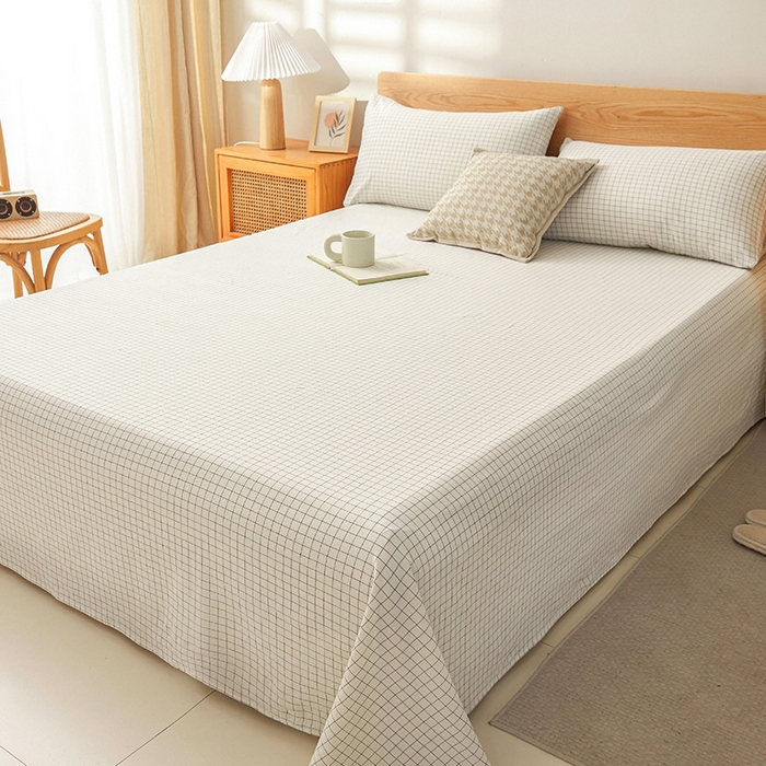 91家纺网 家纺一手货源 找家纺 恋人优选 2026新款全棉纯棉色织床单单床单床单单件 小白格