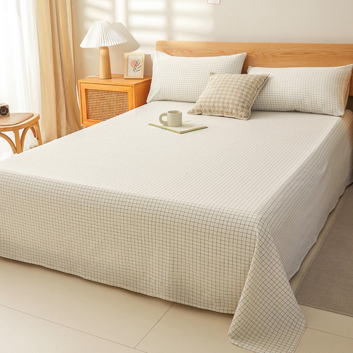 91家纺网 家纺一手货源 找家纺 恋人优选 2026新款全棉纯棉色织床单单床单床单单件 小白格