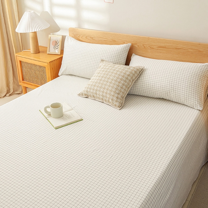 91家纺网 家纺一手货源 找家纺 恋人优选 2026新款全棉纯棉色织床单单床单床单单件 小白格