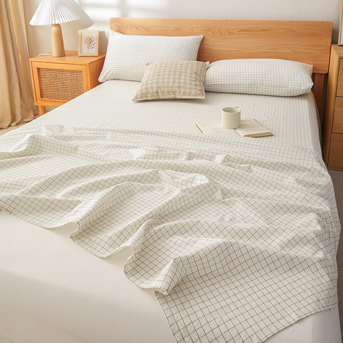 91家纺网 家纺一手货源 找家纺 恋人优选 2026新款全棉纯棉色织床单单床单床单单件 小白格