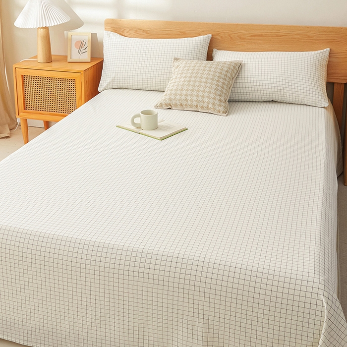 91家纺网 家纺一手货源 找家纺 恋人优选 2026新款全棉纯棉色织床单单床单床单单件 小白格