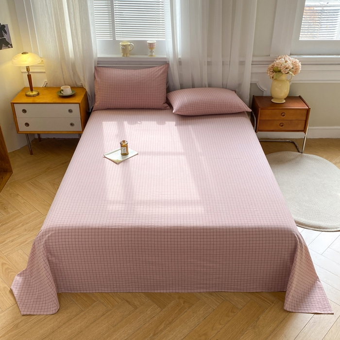 恋人优选 2026新款全棉纯棉色织床单单床单床单单件 小粉格