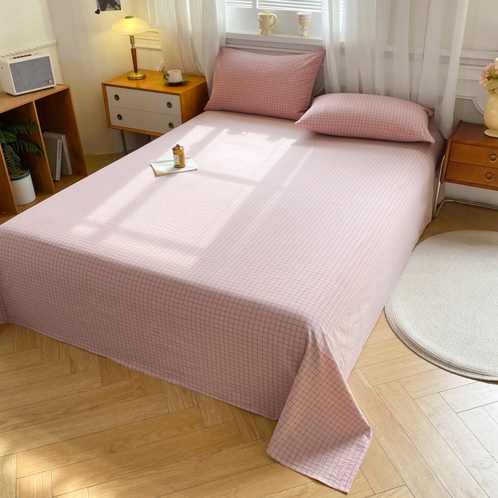 91家纺网 家纺一手货源 找家纺 恋人优选 2026新款全棉纯棉色织床单单床单床单单件 小粉格