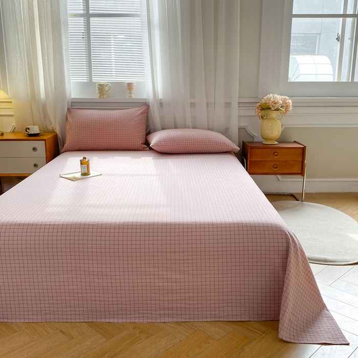 91家纺网 家纺一手货源 找家纺 恋人优选 2026新款全棉纯棉色织床单单床单床单单件 小粉格