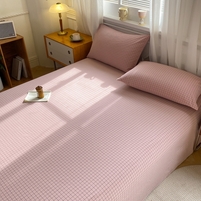 91家纺网 家纺一手货源 找家纺 恋人优选 2026新款全棉纯棉色织床单单床单床单单件 小粉格