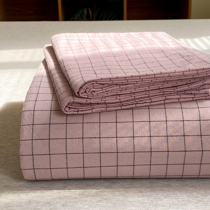 91家纺网 家纺一手货源 找家纺 恋人优选 2026新款全棉纯棉色织床单单床单床单单件 小粉格