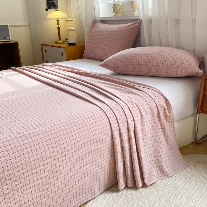 91家纺网 家纺一手货源 找家纺 恋人优选 2026新款全棉纯棉色织床单单床单床单单件 小粉格