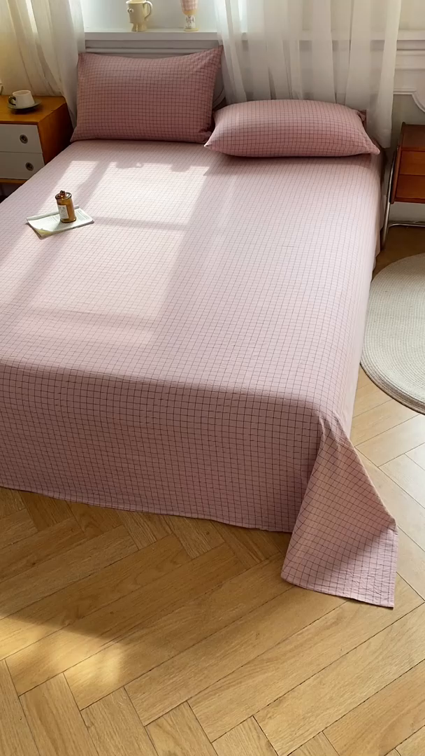 91家纺网 家纺一手货源 找家纺 恋人优选 2026新款全棉纯棉色织床单单床单床单单件 小粉格