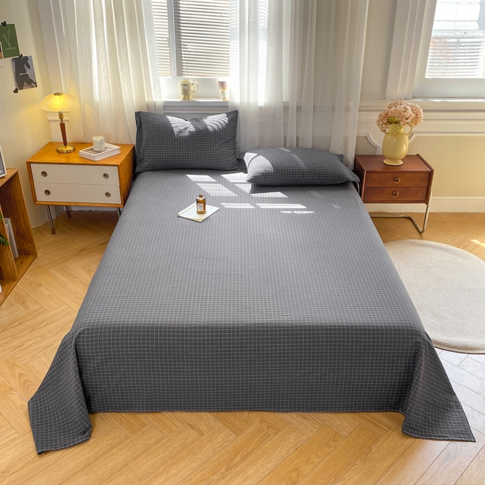 恋人优选 2026新款全棉纯棉色织床单单床单床单单件 小灰格