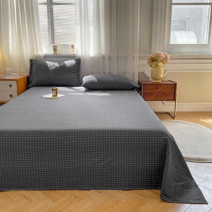 91家纺网 家纺一手货源 找家纺 恋人优选 2026新款全棉纯棉色织床单单床单床单单件 小灰格