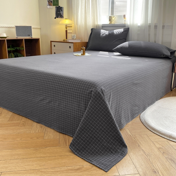 91家纺网 家纺一手货源 找家纺 恋人优选 2026新款全棉纯棉色织床单单床单床单单件 小灰格