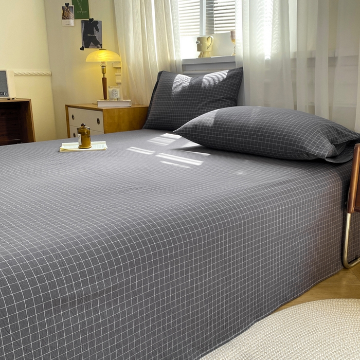 91家纺网 家纺一手货源 找家纺 恋人优选 2026新款全棉纯棉色织床单单床单床单单件 小灰格