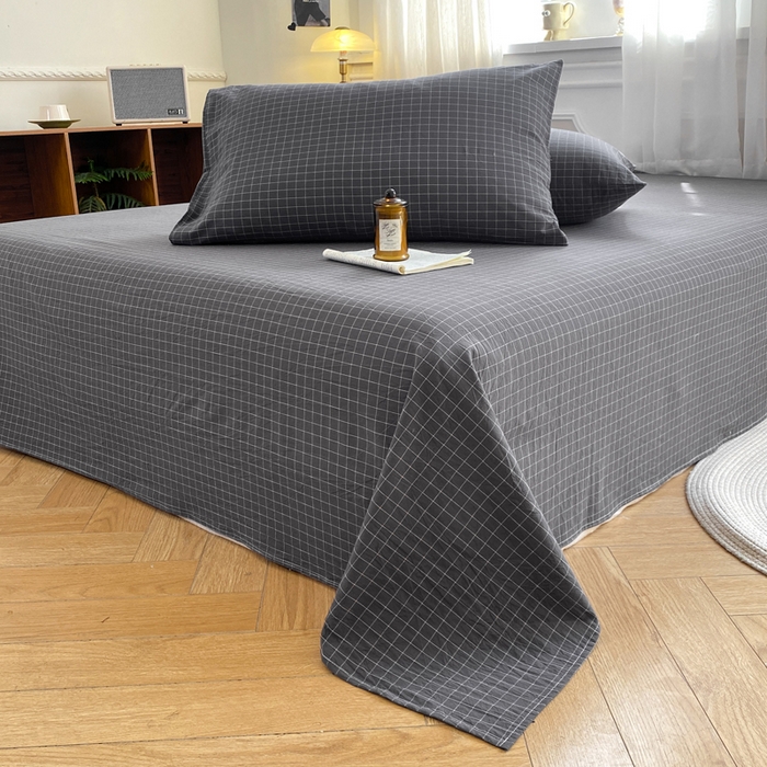 91家纺网 家纺一手货源 找家纺 恋人优选 2026新款全棉纯棉色织床单单床单床单单件 小灰格