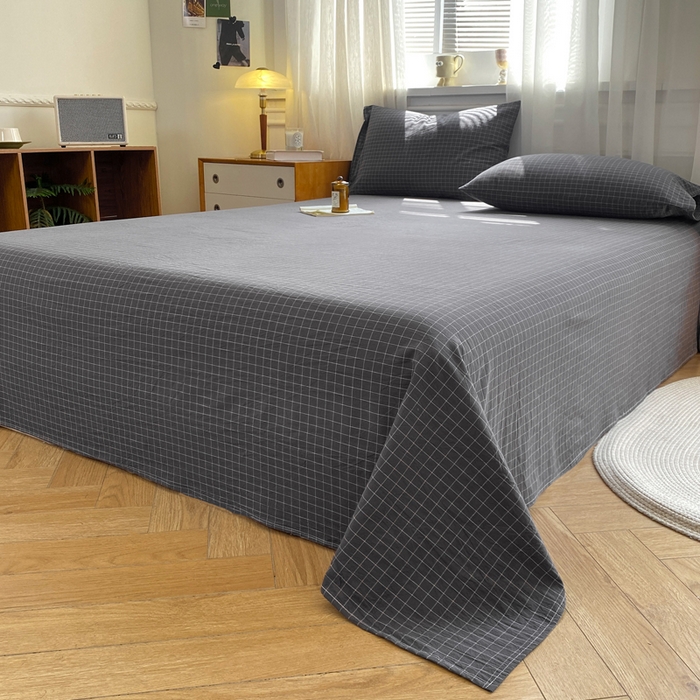 91家纺网 家纺一手货源 找家纺 恋人优选 2026新款全棉纯棉色织床单单床单床单单件 小灰格