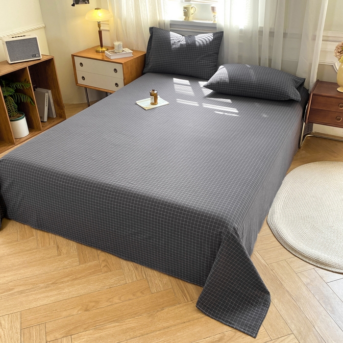 91家纺网 家纺一手货源 找家纺 恋人优选 2026新款全棉纯棉色织床单单床单床单单件 小灰格