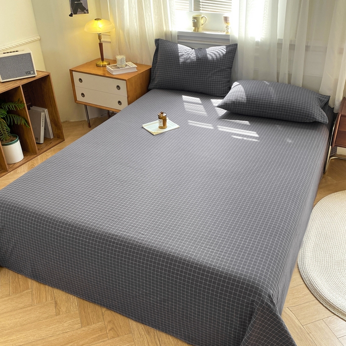 91家纺网 家纺一手货源 找家纺 恋人优选 2026新款全棉纯棉色织床单单床单床单单件 小灰格