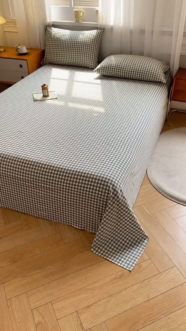 91家纺网 家纺一手货源 找家纺 恋人优选 2026新款全棉纯棉色织床单单床单床单单件 小灰格