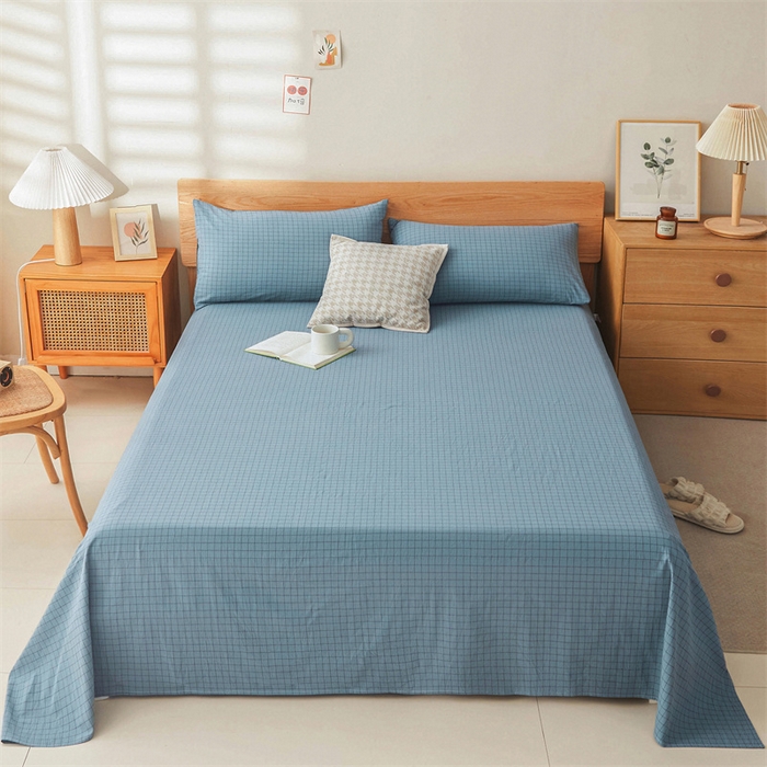 恋人优选 2026新款全棉纯棉色织床单单床单床单单件 小蓝格