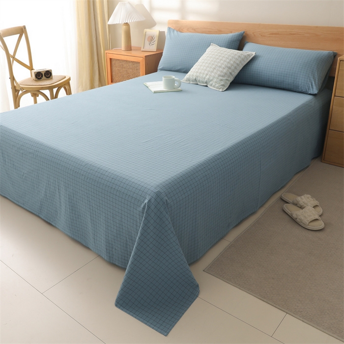 91家纺网 家纺一手货源 找家纺 恋人优选 2026新款全棉纯棉色织床单单床单床单单件 小蓝格