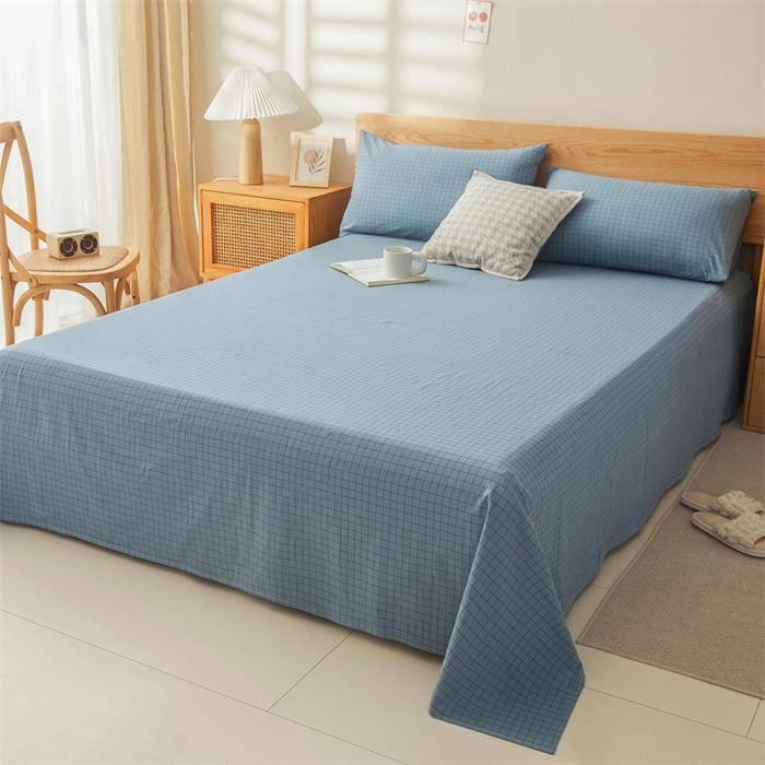 91家纺网 家纺一手货源 找家纺 恋人优选 2026新款全棉纯棉色织床单单床单床单单件 小蓝格