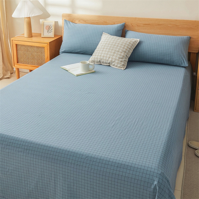 91家纺网 家纺一手货源 找家纺 恋人优选 2026新款全棉纯棉色织床单单床单床单单件 小蓝格