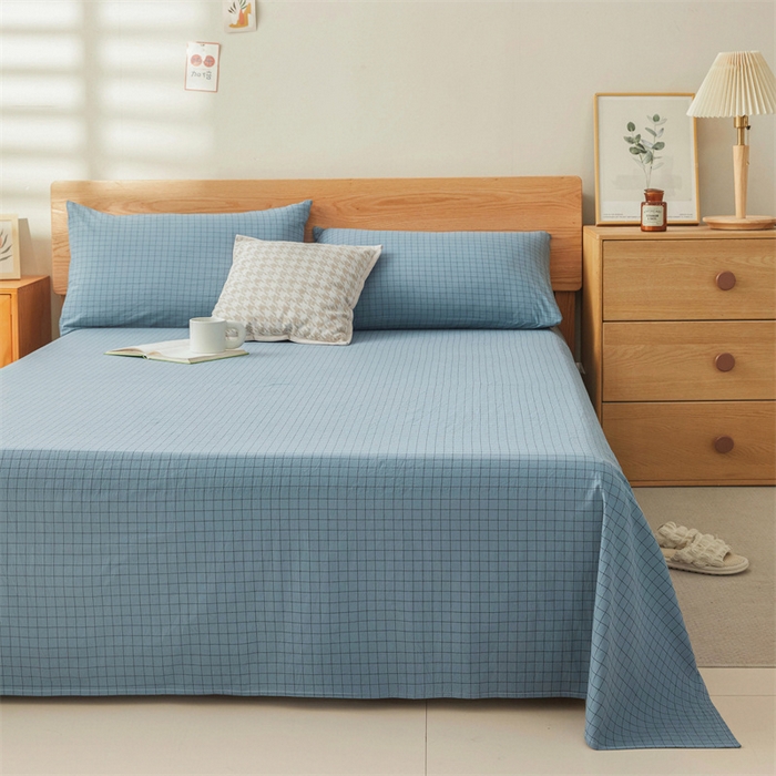 91家纺网 家纺一手货源 找家纺 恋人优选 2026新款全棉纯棉色织床单单床单床单单件 小蓝格