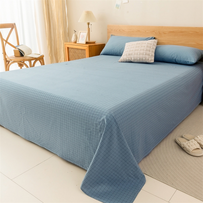 91家纺网 家纺一手货源 找家纺 恋人优选 2026新款全棉纯棉色织床单单床单床单单件 小蓝格
