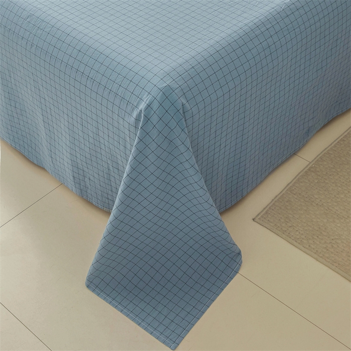 91家纺网 家纺一手货源 找家纺 恋人优选 2026新款全棉纯棉色织床单单床单床单单件 小蓝格