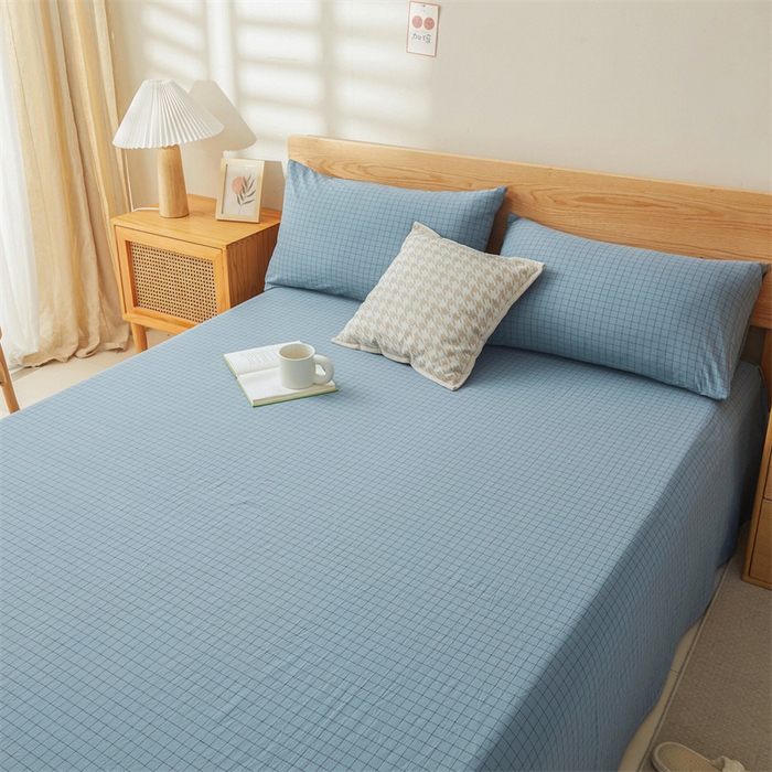 91家纺网 家纺一手货源 找家纺 恋人优选 2026新款全棉纯棉色织床单单床单床单单件 小蓝格