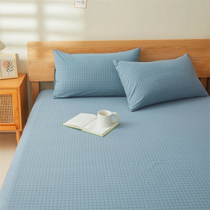 91家纺网 家纺一手货源 找家纺 恋人优选 2026新款全棉纯棉色织床单单床单床单单件 小蓝格