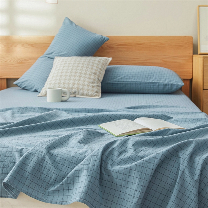 91家纺网 家纺一手货源 找家纺 恋人优选 2026新款全棉纯棉色织床单单床单床单单件 小蓝格