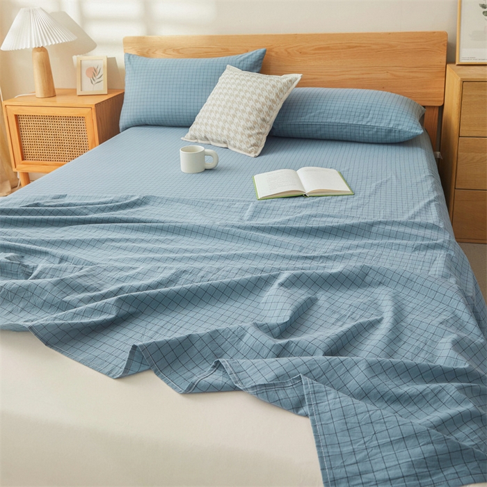 91家纺网 家纺一手货源 找家纺 恋人优选 2026新款全棉纯棉色织床单单床单床单单件 小蓝格