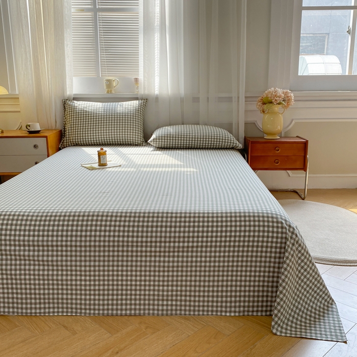 91家纺网 家纺一手货源 找家纺 恋人优选 2026新款全棉纯棉色织床单单床单床单单件 小绿格