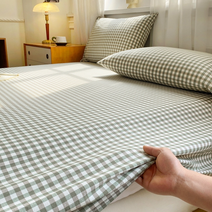 91家纺网 家纺一手货源 找家纺 恋人优选 2026新款全棉纯棉色织床单单床单床单单件 小绿格