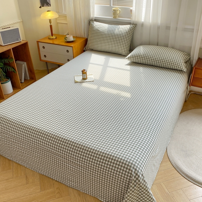 91家纺网 家纺一手货源 找家纺 恋人优选 2026新款全棉纯棉色织床单单床单床单单件 小绿格