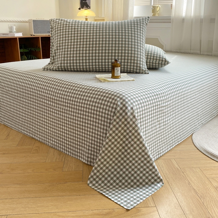 91家纺网 家纺一手货源 找家纺 恋人优选 2026新款全棉纯棉色织床单单床单床单单件 小绿格