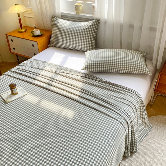 91家纺网 家纺一手货源 找家纺 恋人优选 2026新款全棉纯棉色织床单单床单床单单件 小绿格