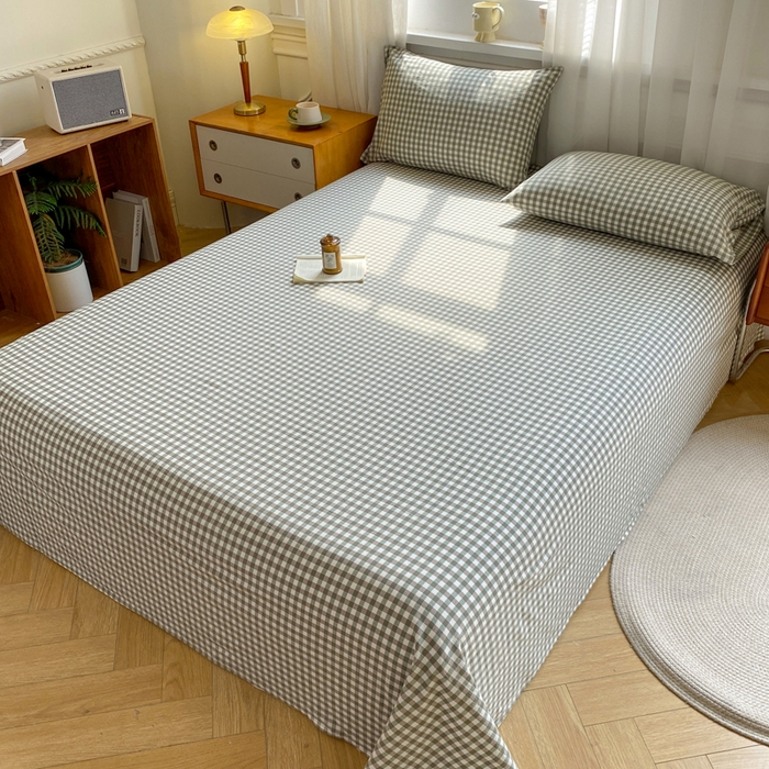 91家纺网 家纺一手货源 找家纺 恋人优选 2026新款全棉纯棉色织床单单床单床单单件 小绿格