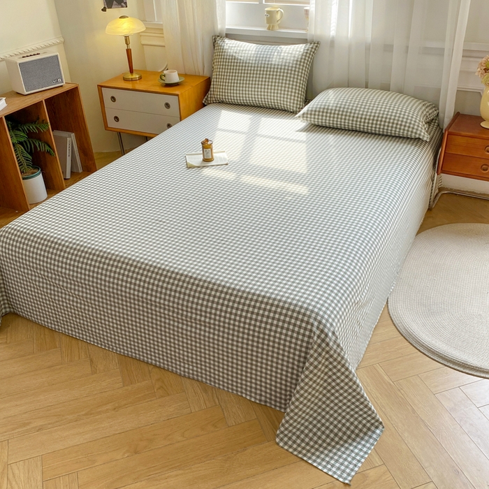 91家纺网 家纺一手货源 找家纺 恋人优选 2026新款全棉纯棉色织床单单床单床单单件 小绿格