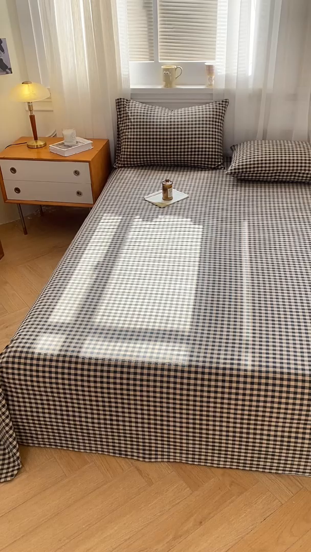 91家纺网 家纺一手货源 找家纺 恋人优选 2026新款全棉纯棉色织床单单床单床单单件 小绿格