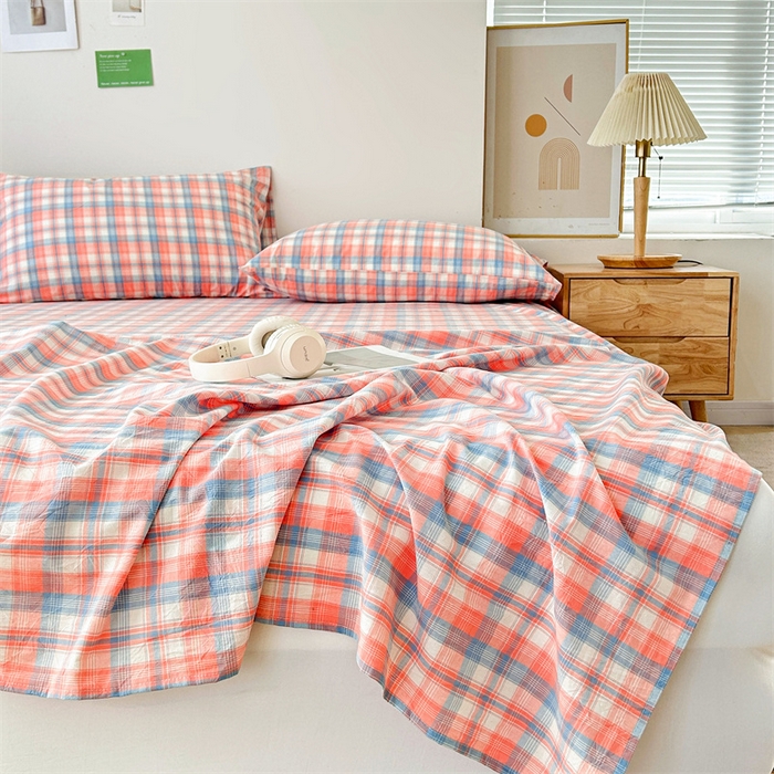 91家纺网 家纺一手货源 找家纺 恋人优选 2026新款全棉纯棉色织床单单床单床单单件 星空桔