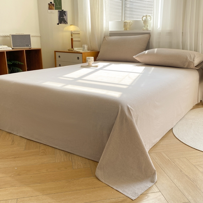 91家纺网 家纺一手货源 找家纺 恋人优选 2026新款全棉纯棉色织床单单床单床单单件 杏仁棕