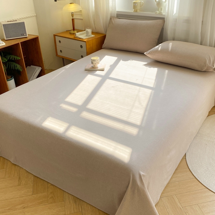 91家纺网 家纺一手货源 找家纺 恋人优选 2026新款全棉纯棉色织床单单床单床单单件 杏仁棕