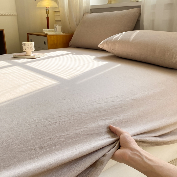 91家纺网 家纺一手货源 找家纺 恋人优选 2026新款全棉纯棉色织床单单床单床单单件 杏仁棕