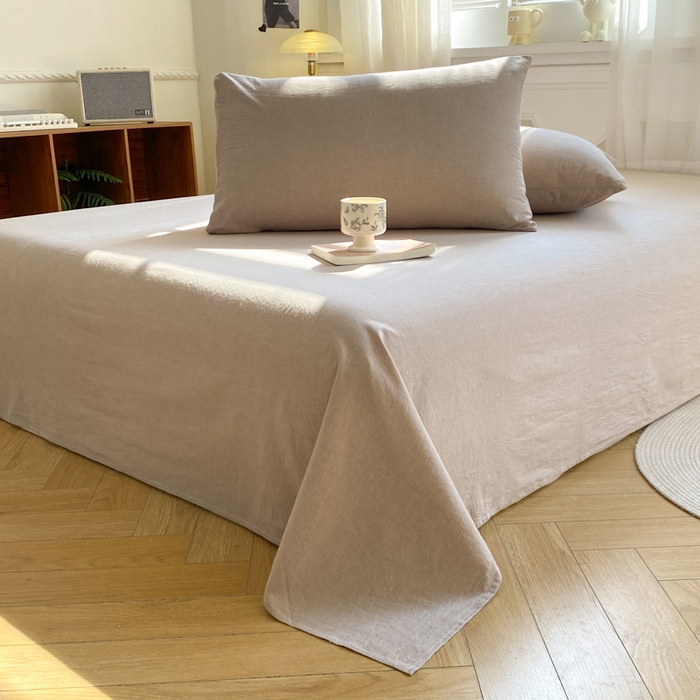 91家纺网 家纺一手货源 找家纺 恋人优选 2026新款全棉纯棉色织床单单床单床单单件 杏仁棕