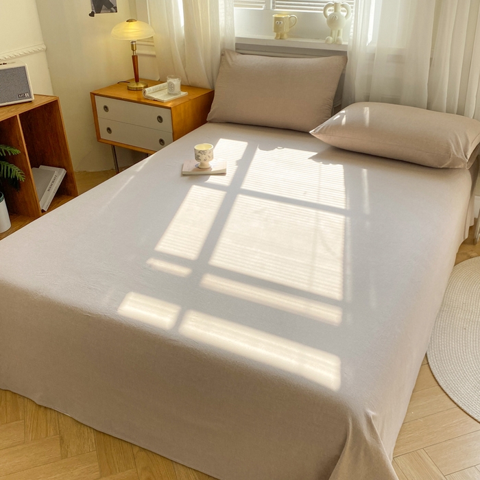 91家纺网 家纺一手货源 找家纺 恋人优选 2026新款全棉纯棉色织床单单床单床单单件 杏仁棕