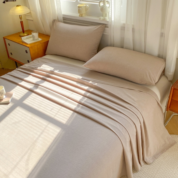 91家纺网 家纺一手货源 找家纺 恋人优选 2026新款全棉纯棉色织床单单床单床单单件 杏仁棕