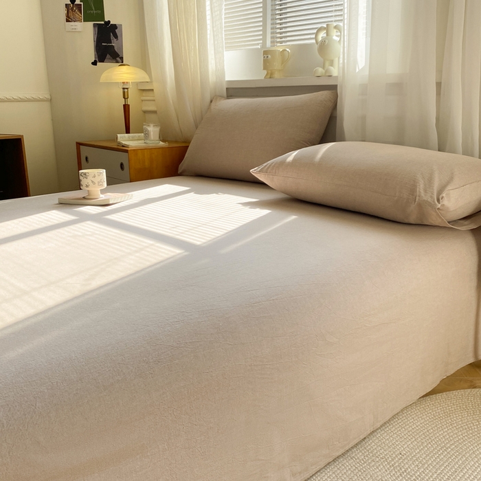 91家纺网 家纺一手货源 找家纺 恋人优选 2026新款全棉纯棉色织床单单床单床单单件 杏仁棕